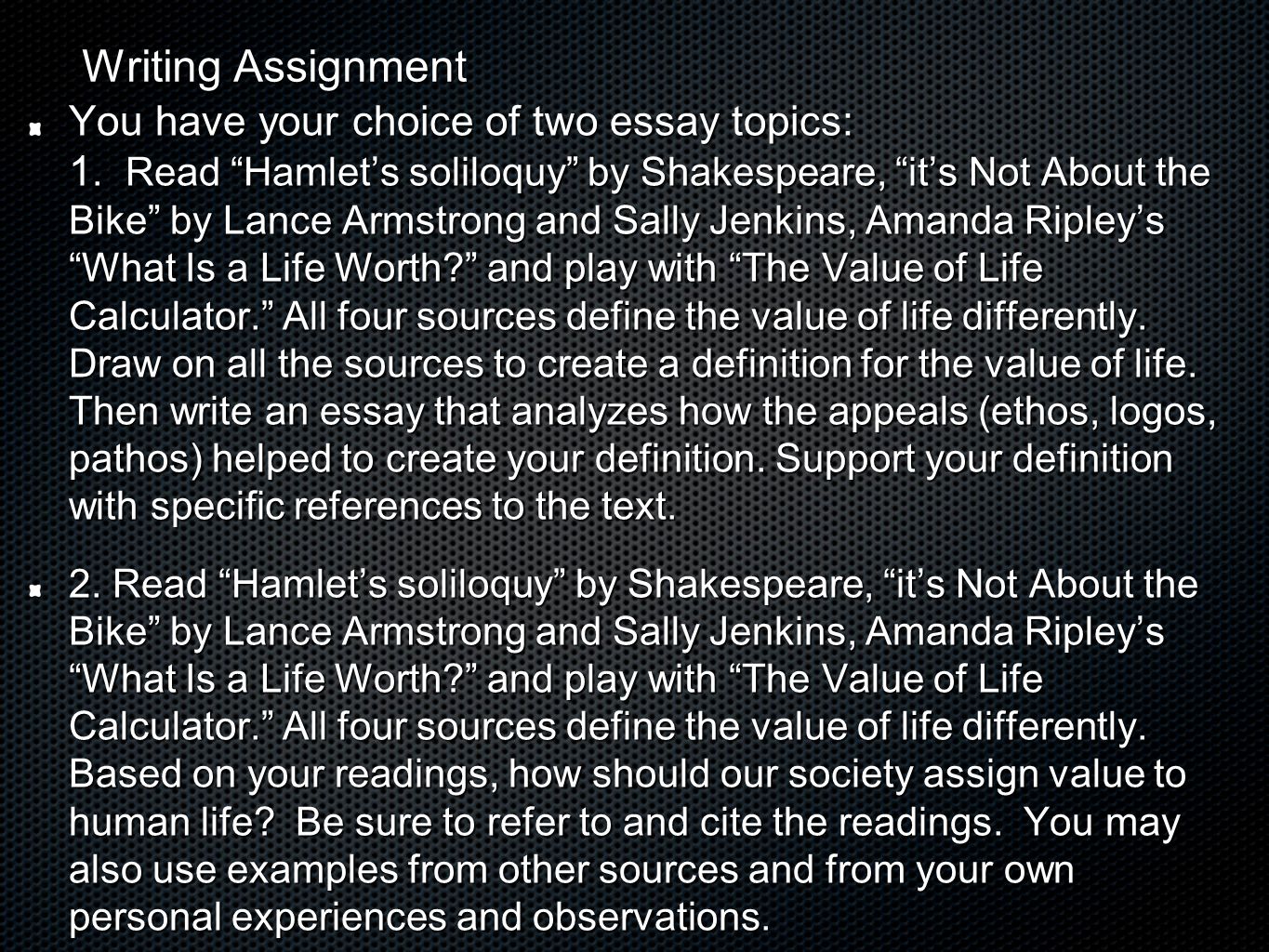 Hamlet value of life essay essay